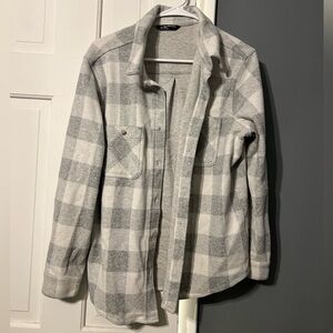 Gray and White Plaid Shirt Jacket